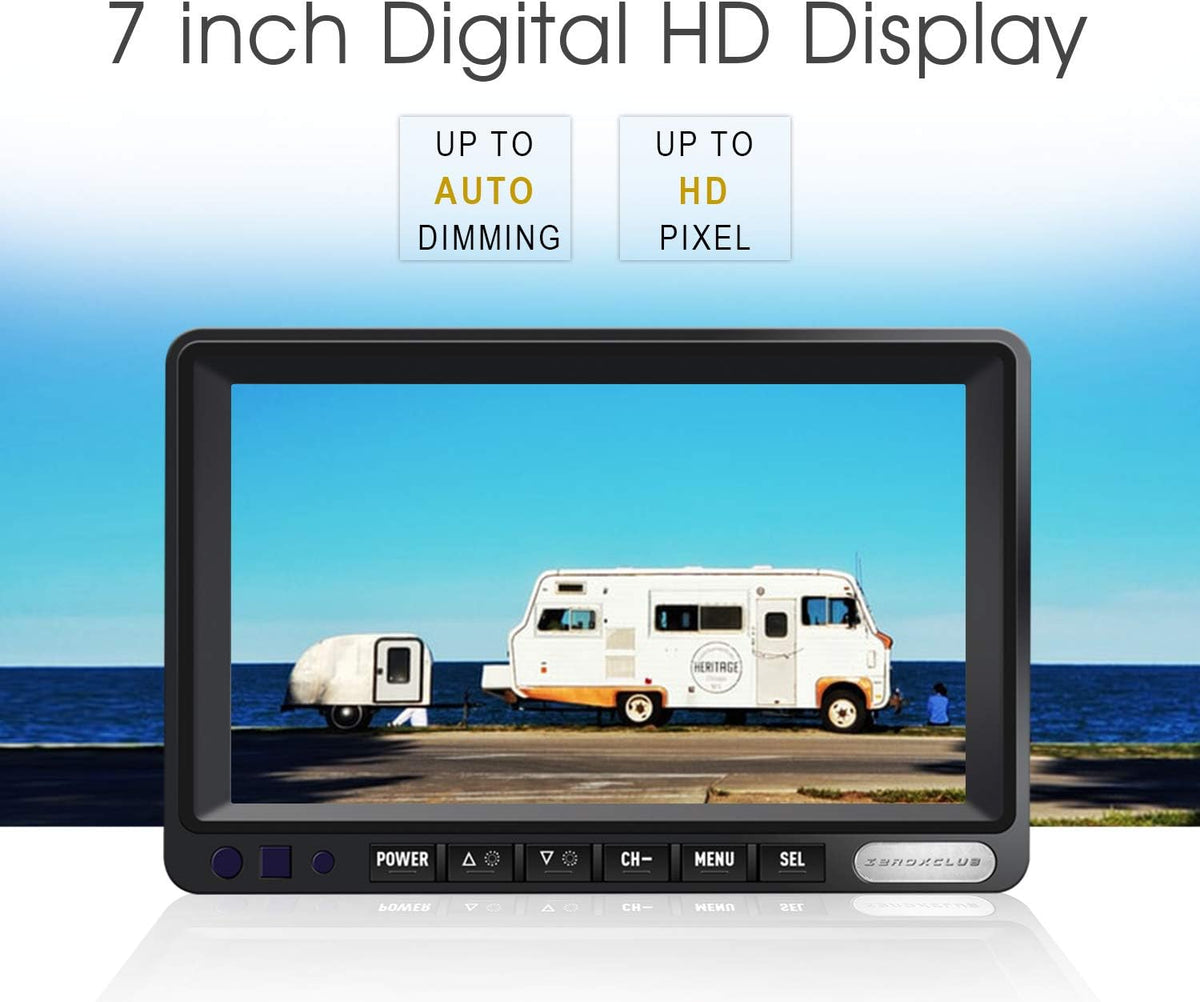 Digital Wireless Backup Camera System Kit, IP69 Waterproof Wireless Rear View Camera + 7?™â€?LCD