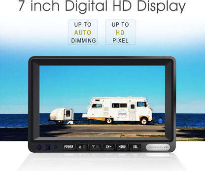 Digital Wireless Backup Camera System Kit, IP69 Waterproof Wireless Rear View Camera + 7?™â€?LCD