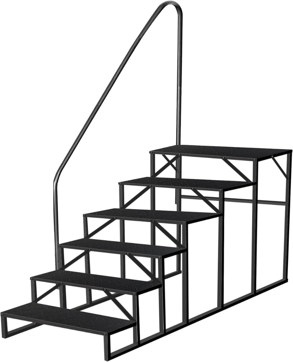 RV Stairs 6 Step Ladder, RV Steps Anti-Slip, Hot Tub Steps with Handrail, 660 lbs RV Ladder for 5th