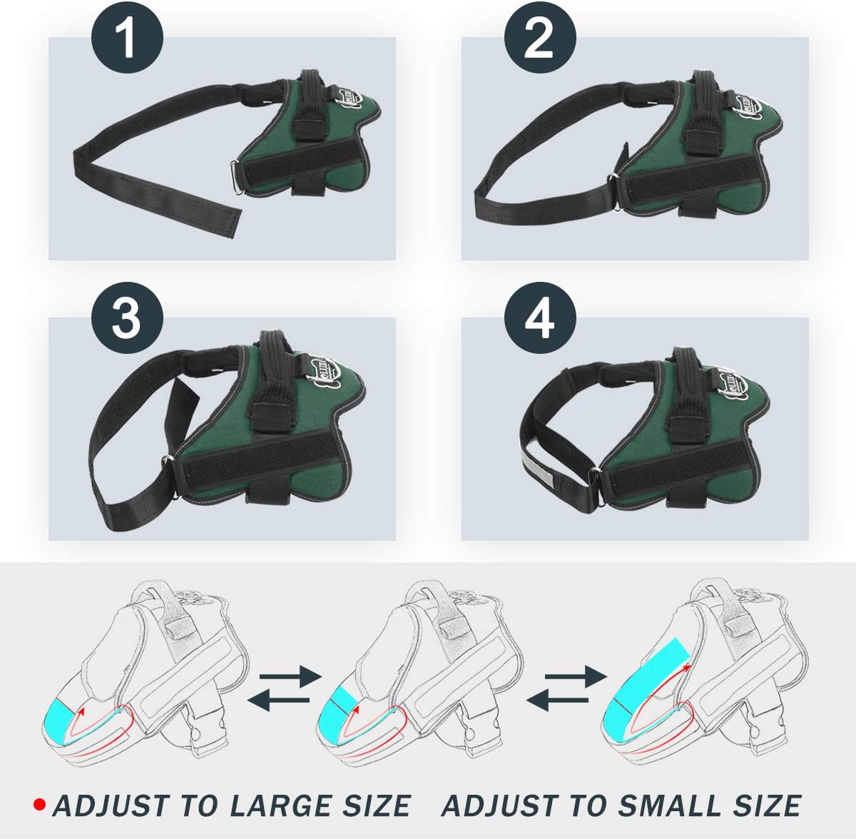 Bolux Dog Harness, No-Pull Reflective Dog Vest, Breathable Adjustable Pet Harness with Handle for