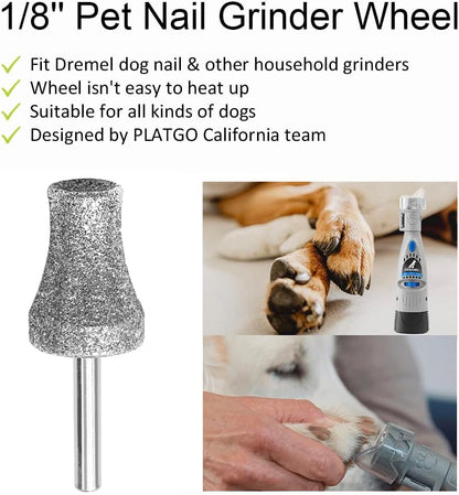 Diamond Dremel Dog Nail Grinder FlashB, Dogs&Pets Nail Care, 1/8'' Pet Nail Grinder Wheel Work with