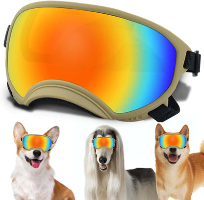 Medium Dog Sunglasses with Adjustable Strap UV Protection, Winproof Dog Puppy Sunglasses, Suitable