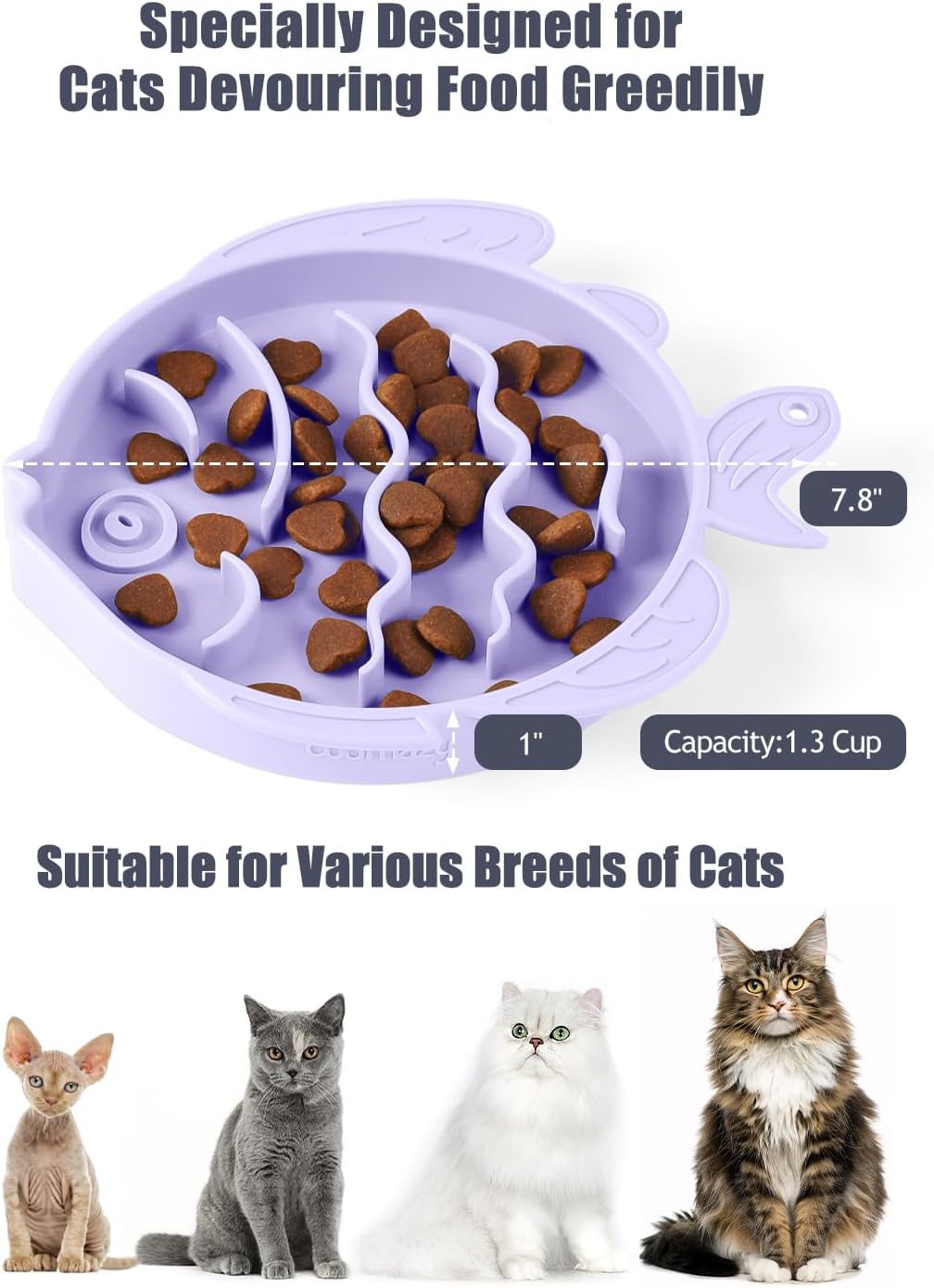 Coomazy 2-in-1 Silicone Slow Feeder Dog Cat Bowls, Lick Mat Interactive Puzzle Toy for Pets Dry/Wet