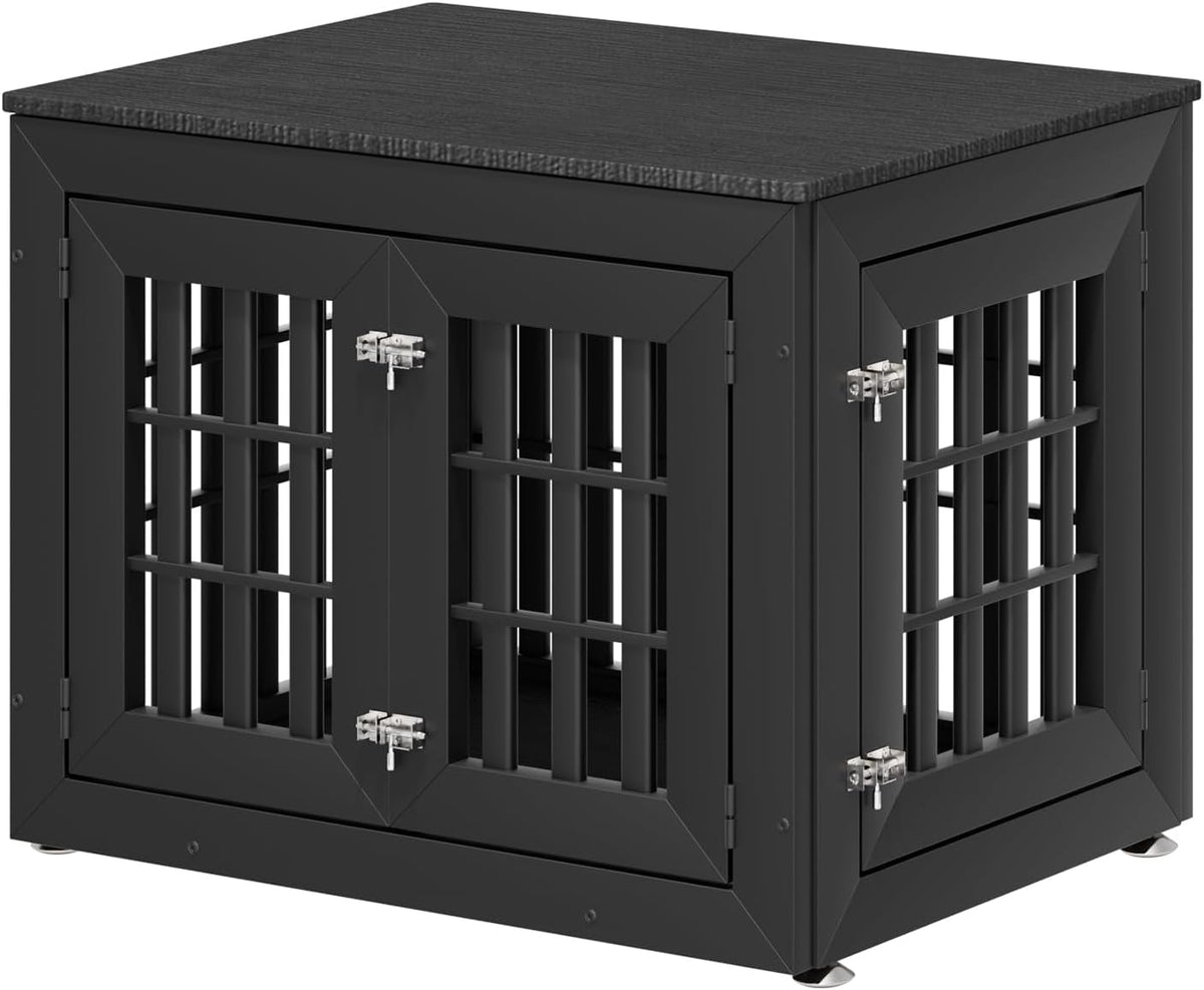 32" Heavy Duty Dog Crate Furniture for Small,Medium and Large Dogs,Rustic Wooden Dog Cage Kennel
