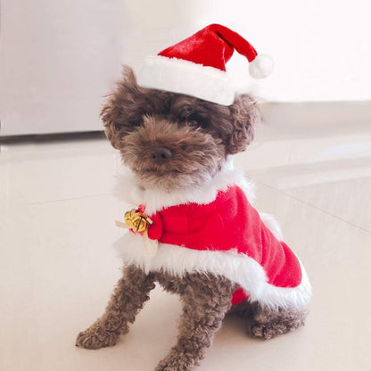 Enjoying Cat Christmas Costume, Pet Santa Claus Hat with Xmas Clothes for Cats Small Dogs, Kitten