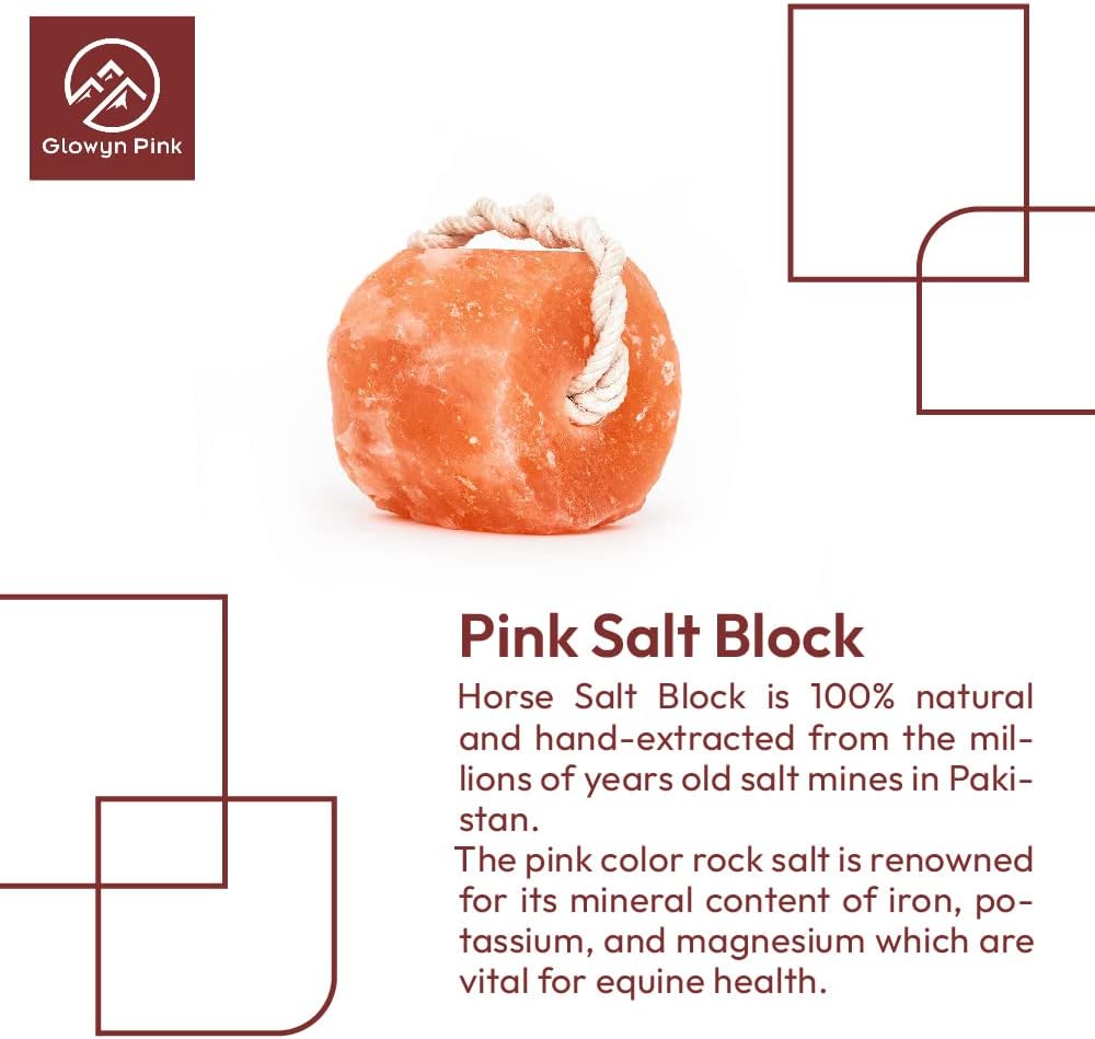 Himalayan Mineral Salt Block on Rope Pack of 4 (3lbs each) – 100% Organic Pink Salt Lick for Horses