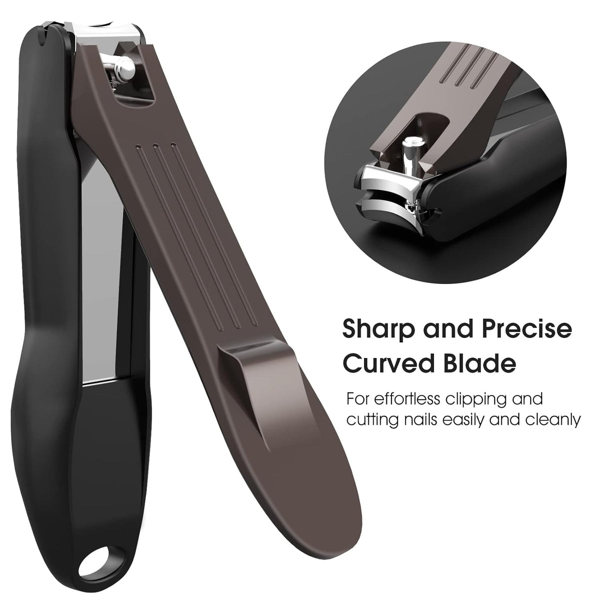 GLAMFIELDS Nail Clippers with No Splash Storage Box, Large Fingernail Toenail Clipper Detachable