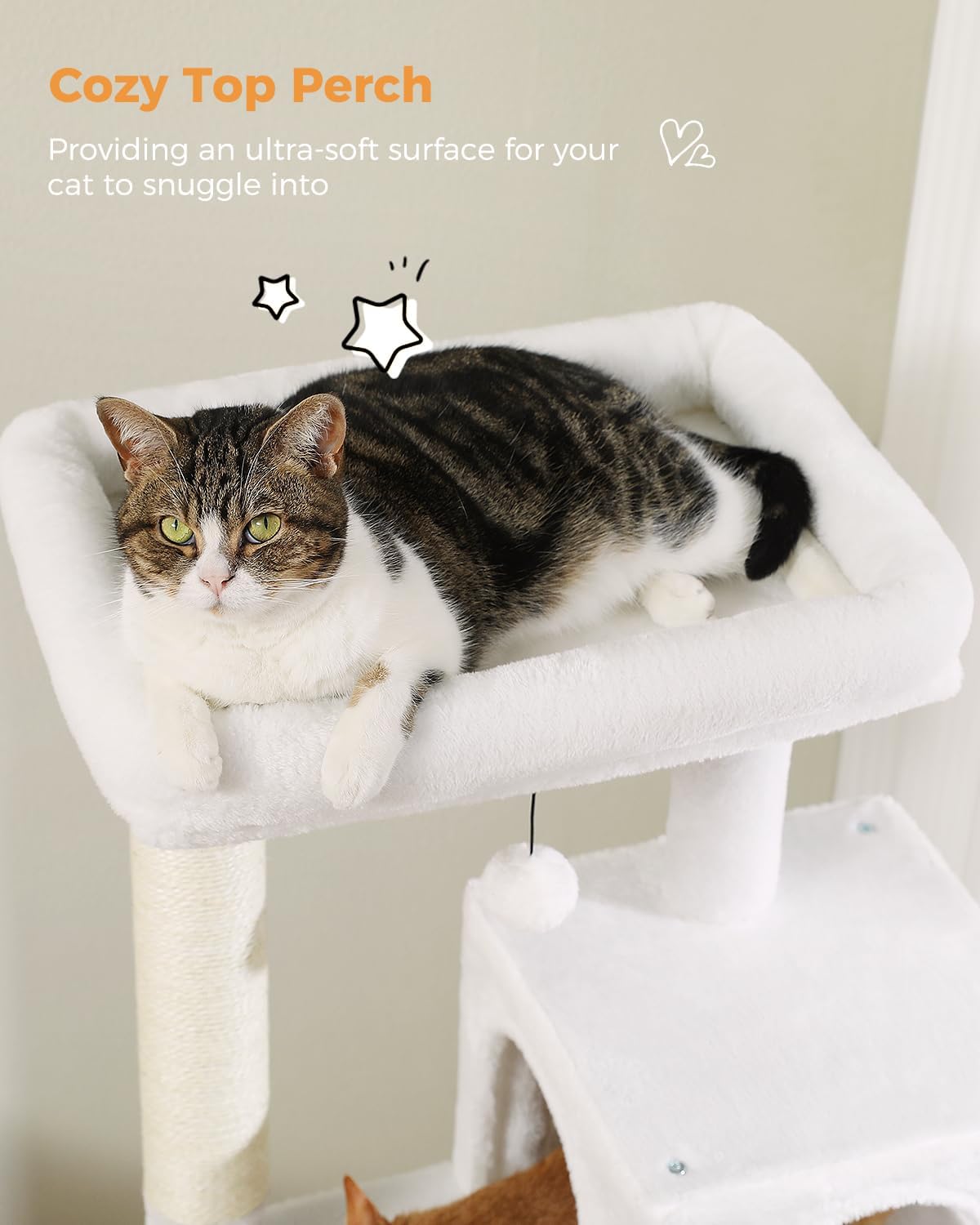 Cat Tree for Large Cats with Metal Plush Big Hammock, 56.3" Cat Tower for Indoor Cats with 2 Door