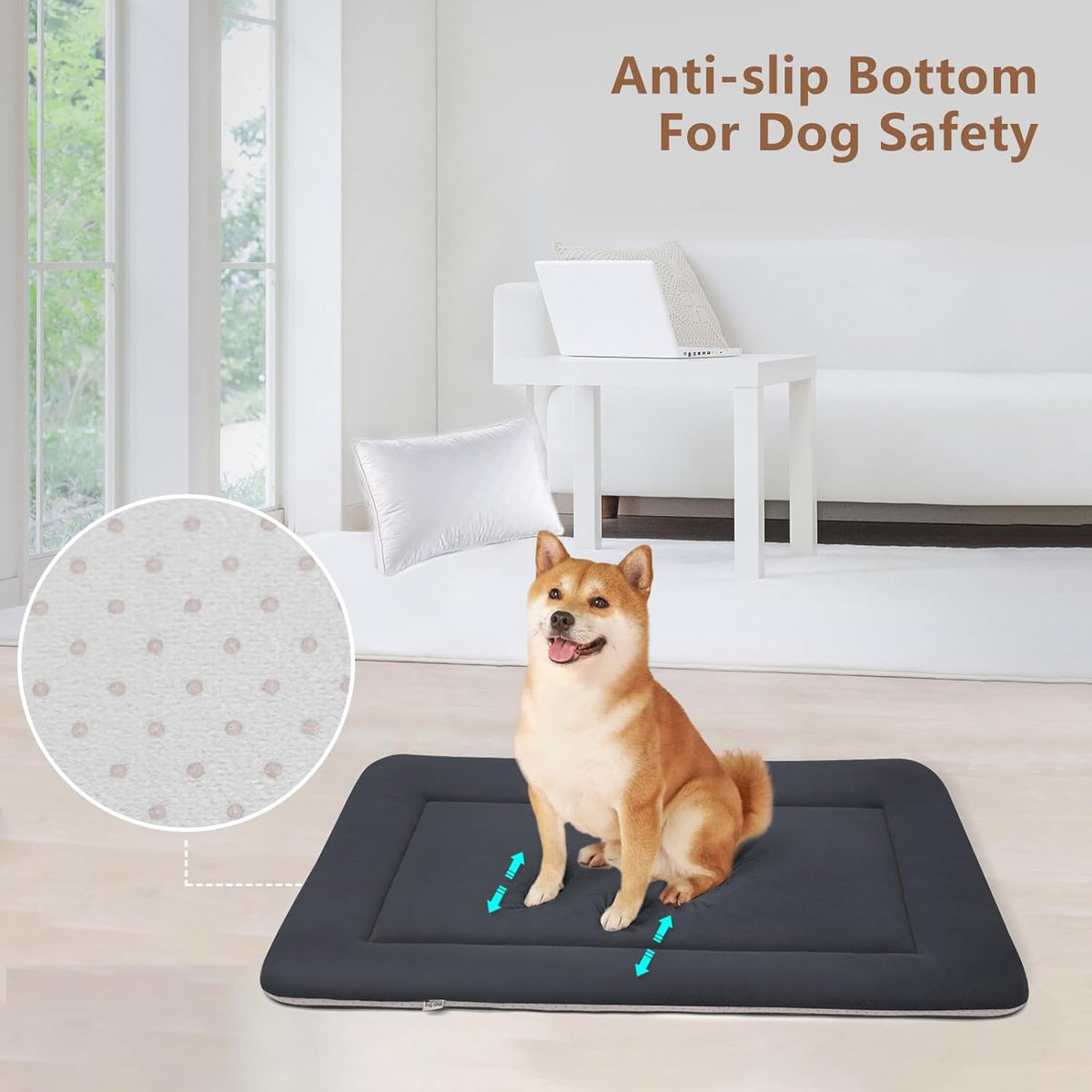 Magic Dog Large Dog Bed Soft Dog Crate Pad Dog Mat, 42 Inches Machine Washable Pet Bed Kennel Pad