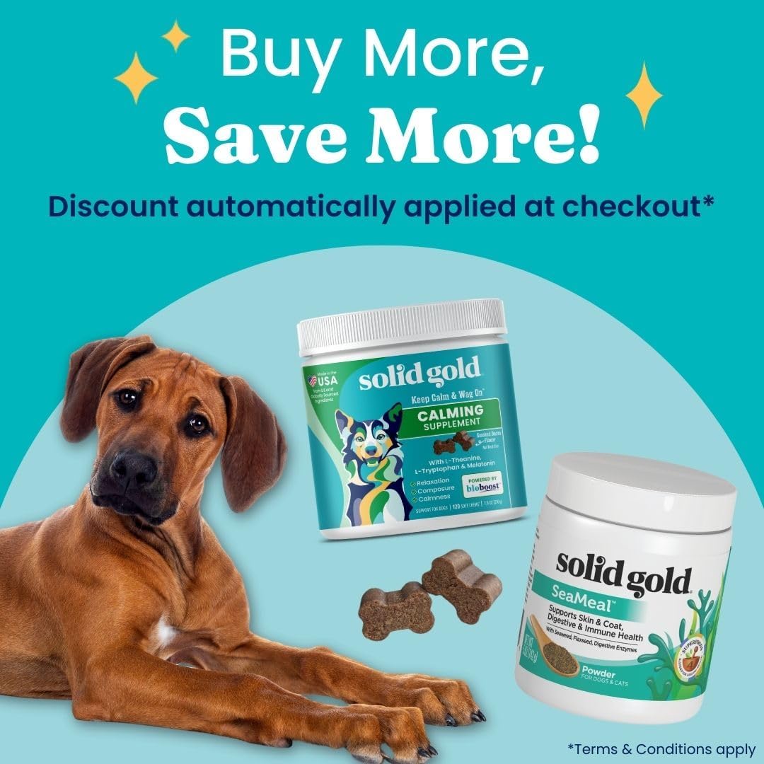 Solid Gold Cat & Dog Multivitamin Powder - Kelp Powder, Omega 3 & Vitamins for Dental, Digestive