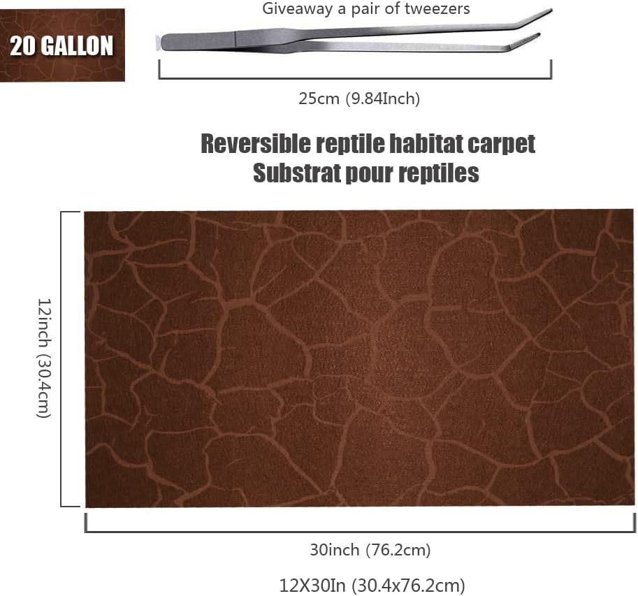 2 Pack Reptile Carpet Desert Reptile Mat & Reversible Substrate, Terrarium Liner Bedding, for