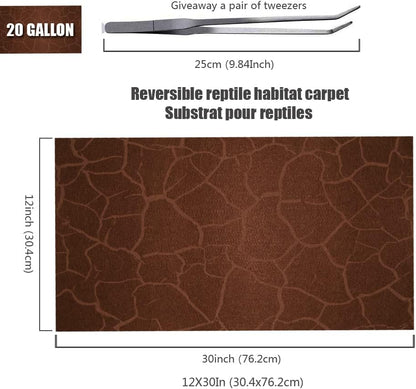 2 Pack Reptile Carpet Desert Reptile Mat & Reversible Substrate, Terrarium Liner Bedding, for