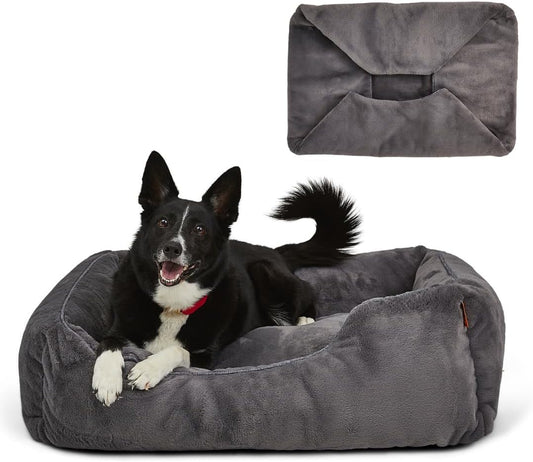 FUZI Luxury Aesthetic Dog Bed with Extra Cover for Large Dogs, Washable Pet Couch, Pet Bed with