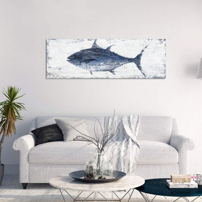 Yihui Arts Canvas Wall Art Hand Painted Abstract Tuna Fish Painting Modern Artwork Coastal Pictures