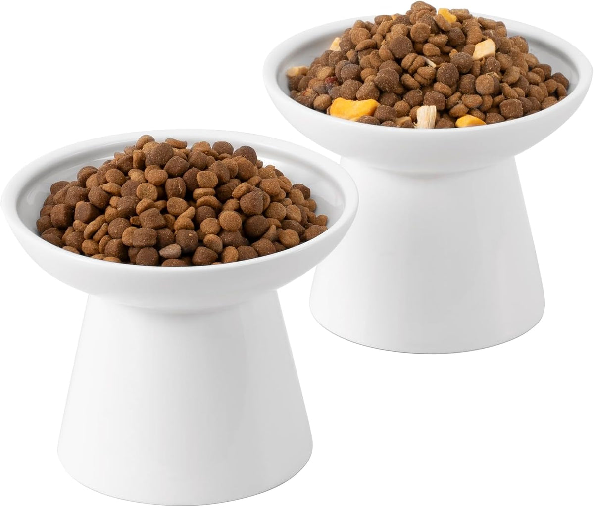 Extra Wide Elevated Ceramic Cat Bowl, 6.2" Shallow Dish for Whisker Fatigue Relief, 5" Height for
