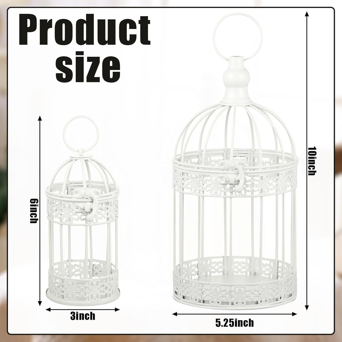 Sliner 4 Pcs Bird Cage Decorative Candle Holder Vintage Candle Holder Cage Lanterns Model for