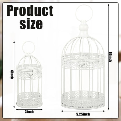 Sliner 4 Pcs Bird Cage Decorative Candle Holder Vintage Candle Holder Cage Lanterns Model for