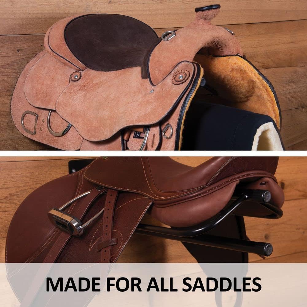 Saddle Rack with Pad Bar for Horse Enthusiast | Heavy-Duty Saddle Rack Wall Mount | Western &
