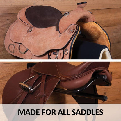 Saddle Rack with Pad Bar for Horse Enthusiast | Heavy-Duty Saddle Rack Wall Mount | Western &