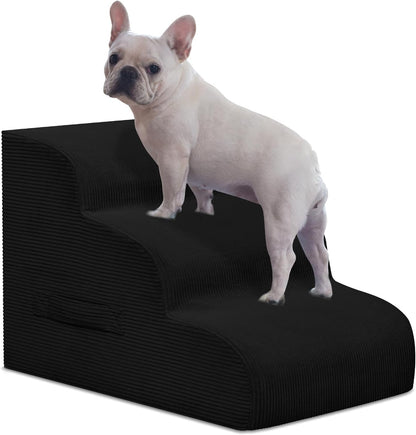 Dog Steps for Small Dogs, 3-Step Pet Ramp Stairs for High Beds and Sofa, Non-Slip Pet Stairs for