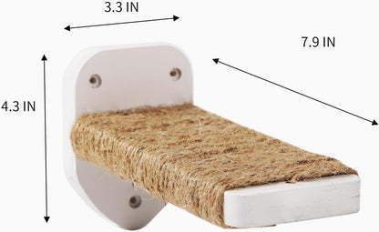 3-in-1 Cat Climbing Wall Steps with Hemp Rope, Shelves and Perches - Wall-Mounted Cat Furniture Set