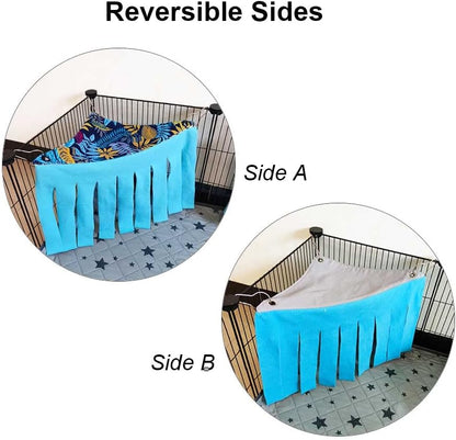 RIOUSSI Guinea Pig Hideout Hideaway Corner Fleece Toys Cage Accessories with Reversible Sides, Blue