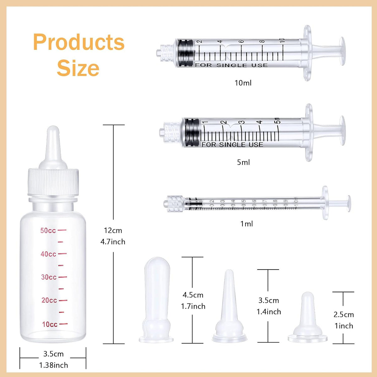 17 Pieces Pet Nursing Bottle Kit Including 2 Pet Feeding Bottle, 8 Replacement Feeding Nipples, 5