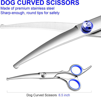 Professional Dog Grooming Scissors Kit, Titanium Coated Dog Scissors for Grooming, Grooming Shears