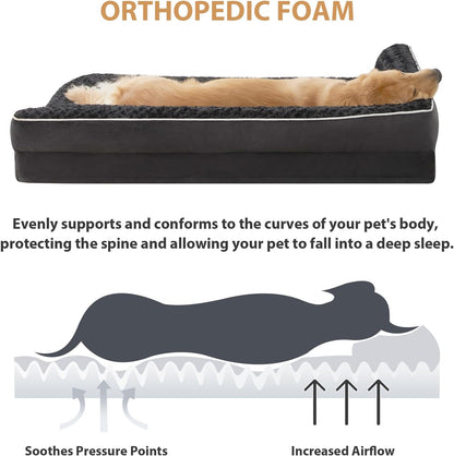 BFPETHOME Orthopedic Dog Beds for Large Dogs-Waterproof Sofa Dog Bed with Removable Washable Cover