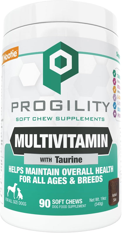 Nootie PROGILITY Daily Multivitamin Chews for Dogs - Supports Immunity, Heart, Eye, Brain, and Bone