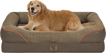 Orthopedic XL Large Dog Bed - Removable Bolster & Waterproof Washable Cover for Pet Big Dogs Bed