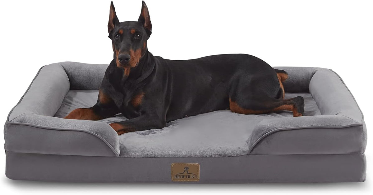 Bedfolks Orthopedic Dog Bed, Waterproof Dog Sofa Bed for Extra Large Dogs, Egg Foam Pet Couch Bed