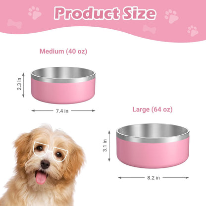 LIANLAI Dog Bowls Large Sized, Rust-Resistant Stainless Steel Dog Bowls, Non Slip Puppy Dishes