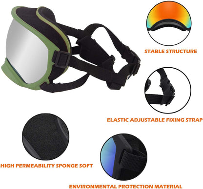 Medium Dog Sunglasses with Adjustable Strap UV Protection, Winproof Dog Puppy Sunglasses, Suitable