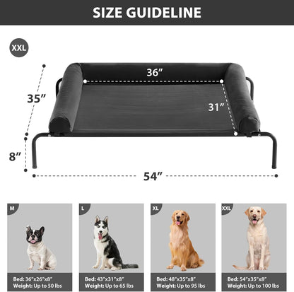 RRPETHOME Large Elevated Cooling Dog Bed, Raised Dog Cot Beds for Large Dogs, Elevated Outdoor Pet