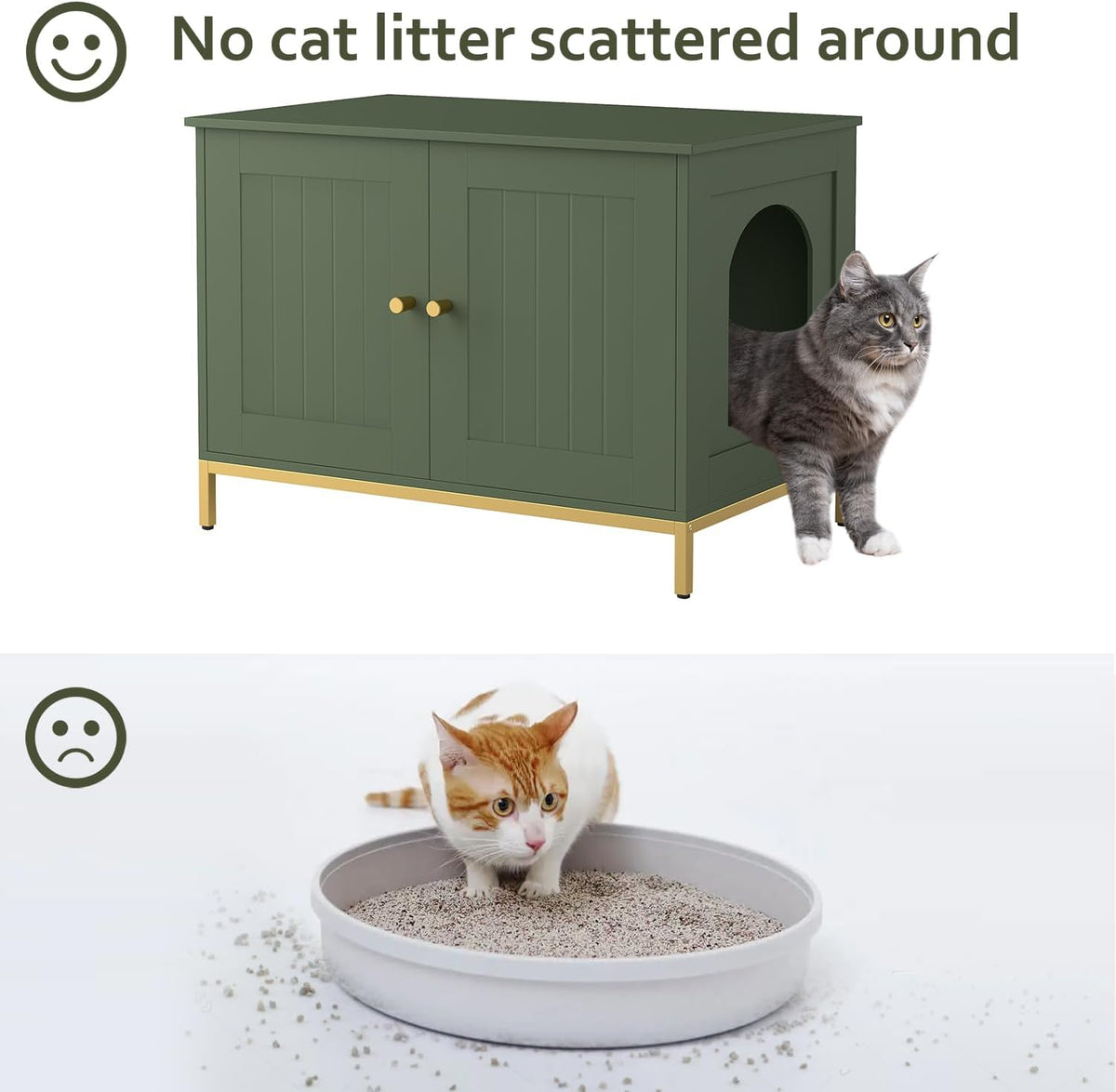 Homhedy Cat Litter Box Enclosure, Cat Washroom Furniture with Metal Frame, Pet House, Fit Most of