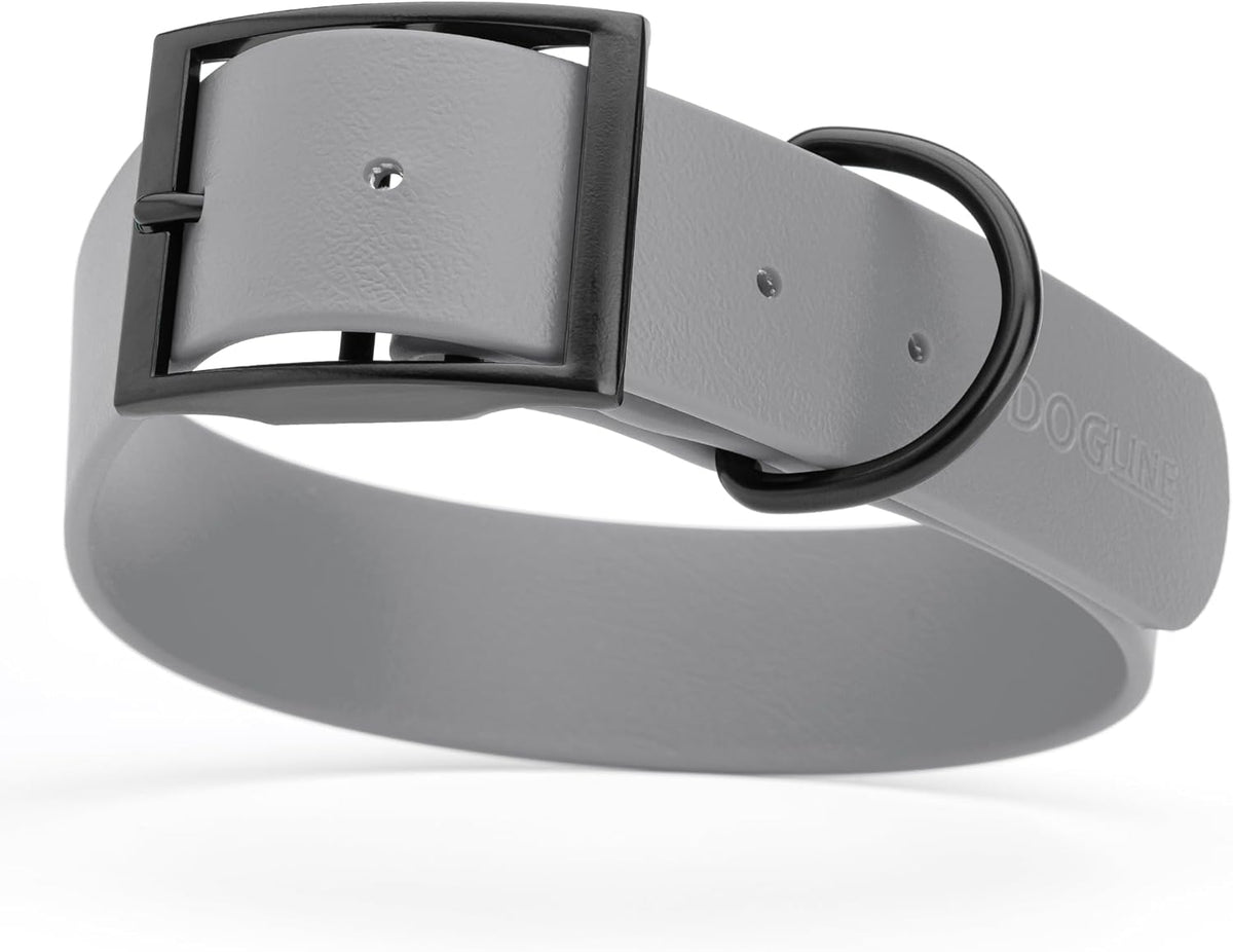 Dogline Biothane Waterproof Dog Collar Strong Coated Nylon Webbing with Black Hardware Odor- Proof