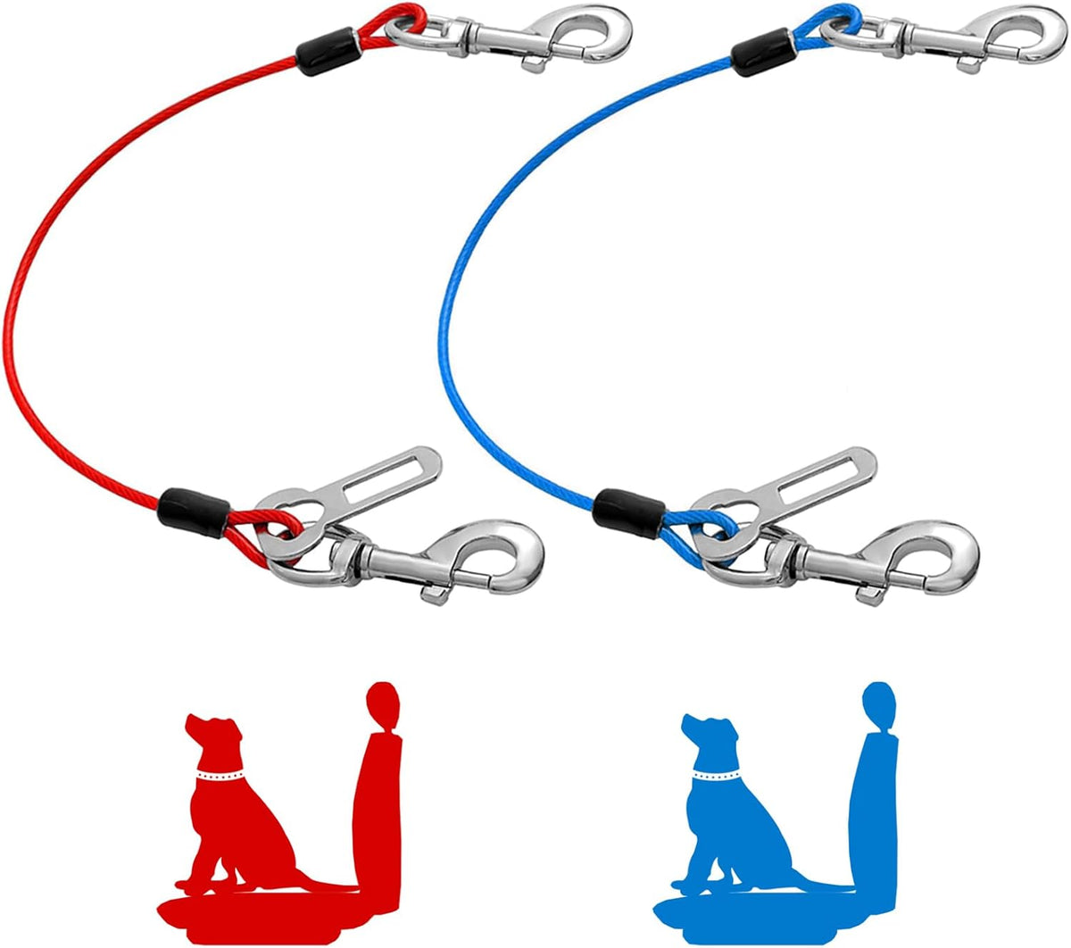 Dog Seat Belt Harness for Car,2pcs Dog Seatbelt of Coated Wire Leash Safety Restraint,No Chew