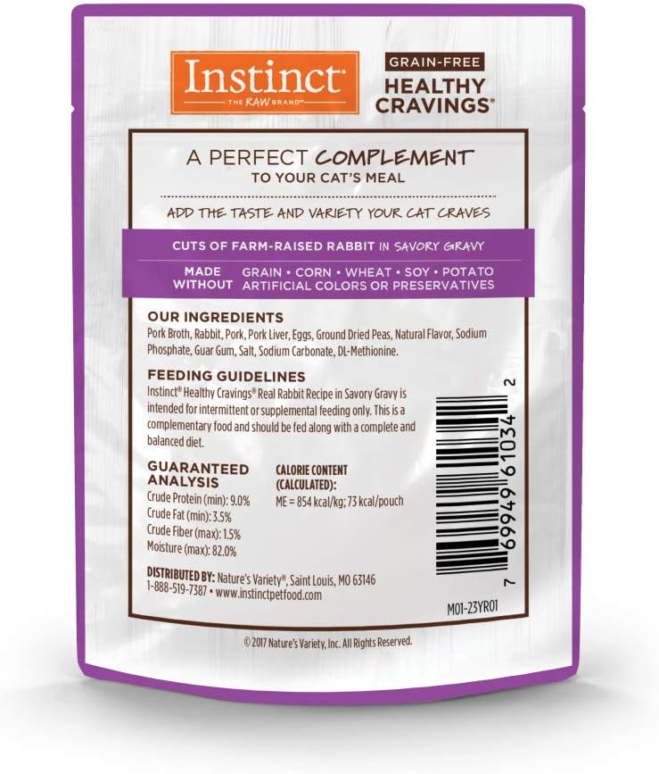 Instinct Healthy Cravings Natural Wet Cat Food Topper, Grain Free Recipe - Real Rabbit, 3 oz.