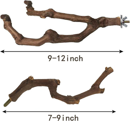 kathson Natural Parrot Perch Bird Stand Pole Wild Grape Stick Paw Grinding Fork Parakeet Climbing