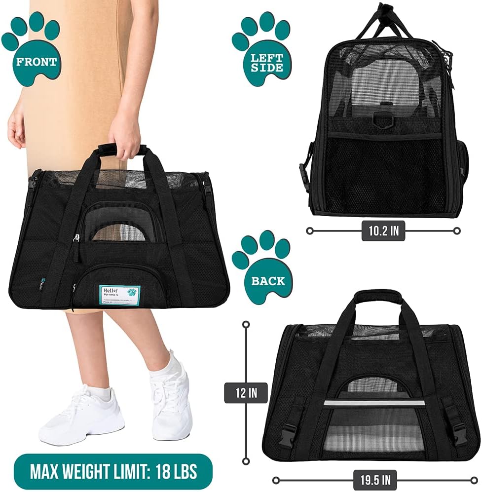 PetAmi Airline Approved Pet Carrier for Cat, Soft Sided Dog Carrier for Small Dogs, Cat Travel