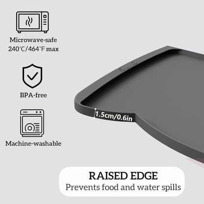 OHMO Dog Food Mat(Dark Grey, 24 * 15'') w/Residue Collection Pocket Silicone Pet Feeding Mat for