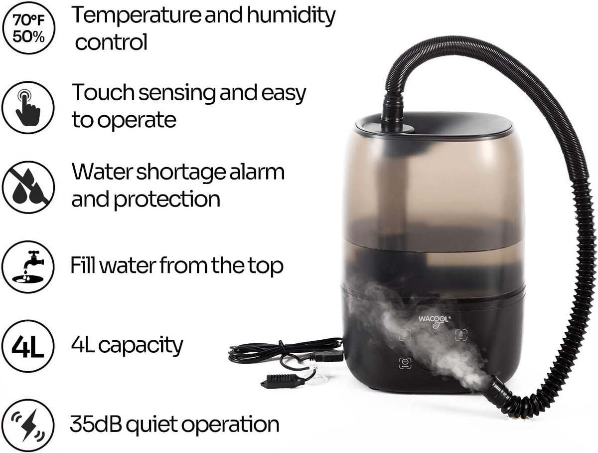 WACOOL Reptile Fogger with Humidity Controller, 4L Large Tank Reptile Humidifier with Humidistat &