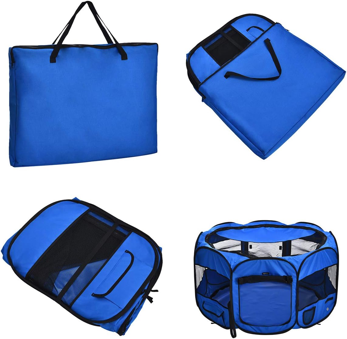 Amazon Basics Foldable Octagonal Indoor and Outdoor Portable Soft Dog Pen/Puppy Pen/Playpen, 114 cm
