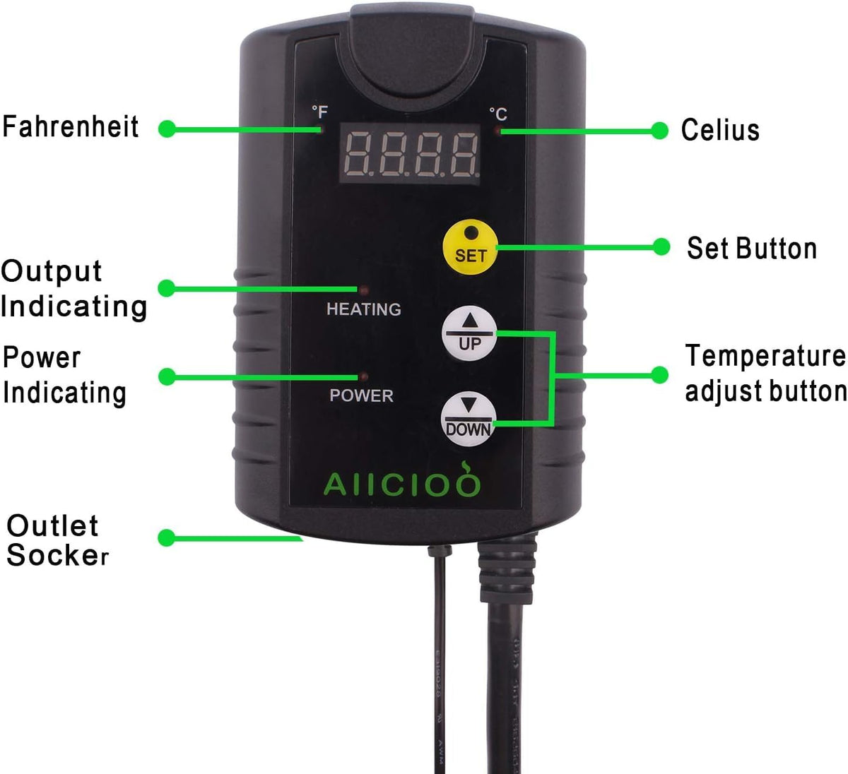 Aiicioo Under Tank Heater Thermostat - Reptile Heating Pad with Temperature Control Reptile Heat