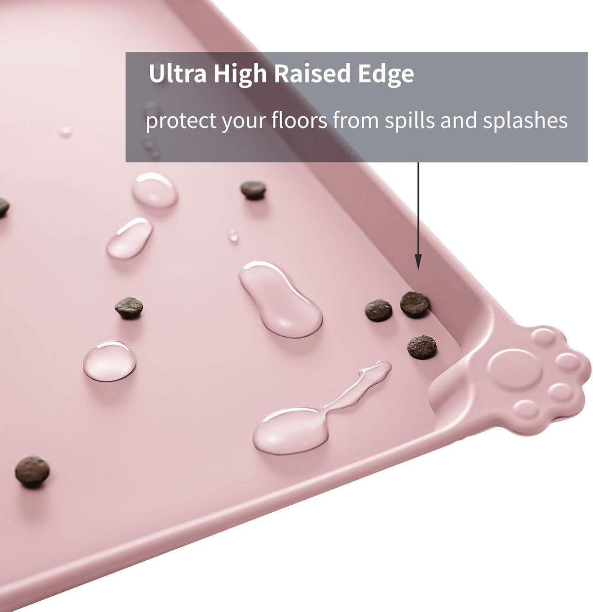 Waterproof Pet Feeding Mat with High Raised Edges, Heavier and Thicker Placemats for Cat Dog Water