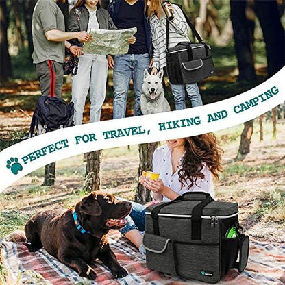 PetAmi Dog Travel Bag - Organizer with Food Container and Bowls, Supplies for Weekend Camping, Cat