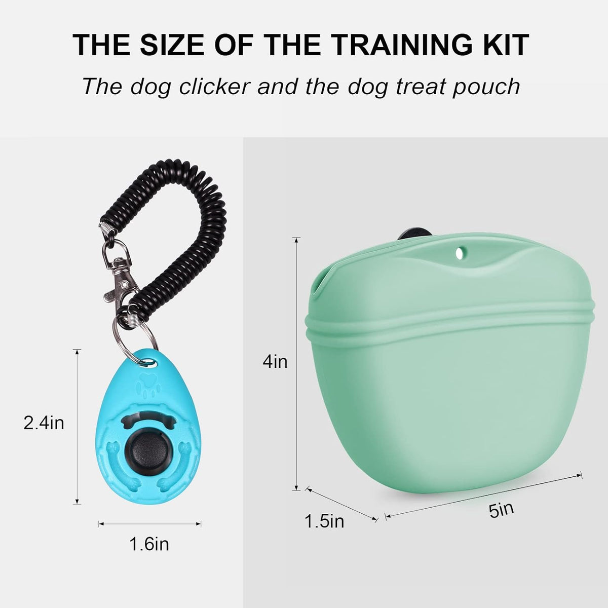 Left&Right Dog Clicker Training Kit,Silicone Dog Training Treat Pouch and Dog Clickers,Dog Treat
