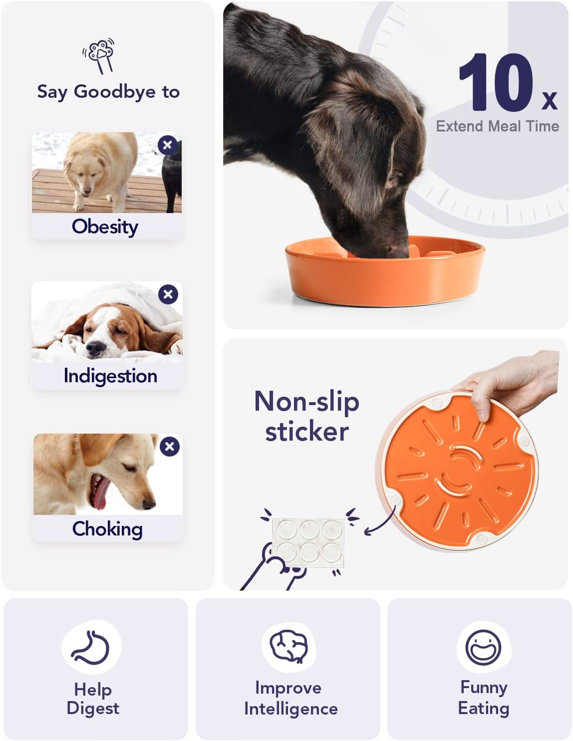LE TAUCI Dog Bowls Slow Feeder Ceramic, 1.5 Cups Slow Feeding Dog Bowl Small Medium Breed, Puppy