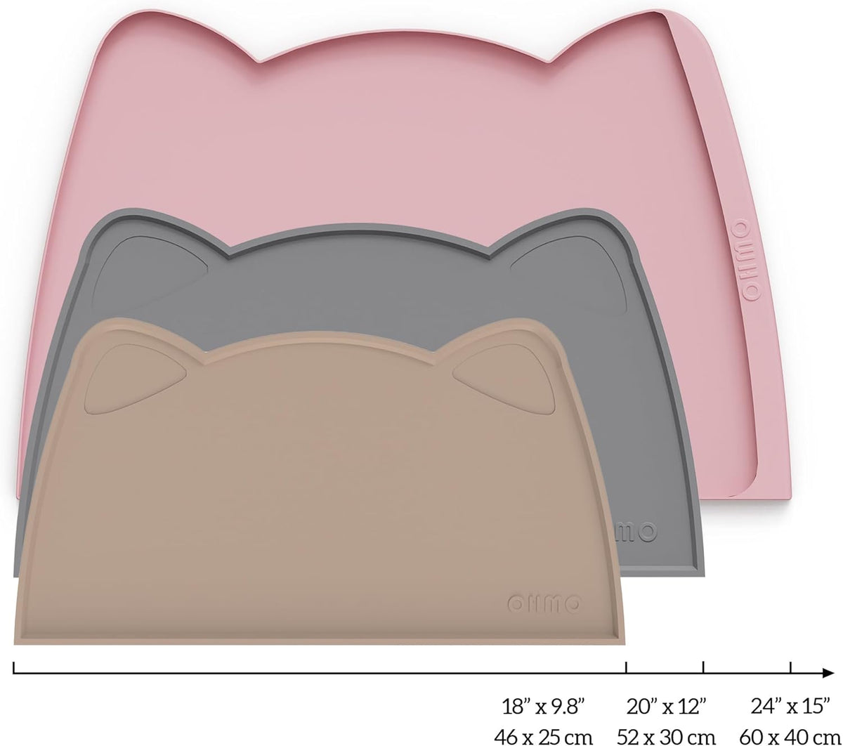 OHMO - Cat Food Mat, Silicone Pet Feeding Mat for Floor Non-Skid Waterproof Dog Water Bowl Tray